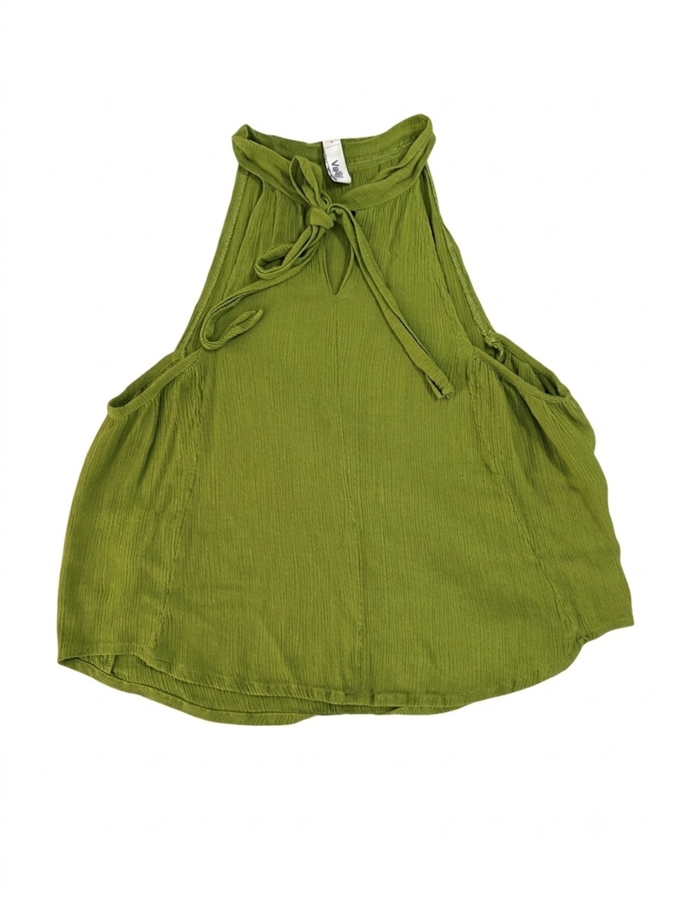 Olive Green Halter Tie Crop Top
